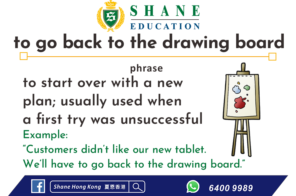 To go back to the drawing board Shane HK